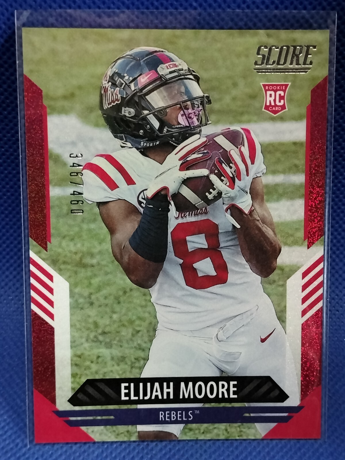2021 Panini Score Rookie Elijah Moore #337 Dots Red 346/460 Ole Miss Rebels