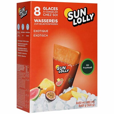 Sun Lolly Sunquick freezer pops from Denmark EXOTIC flavored - 8pc.FREE SHIPPING