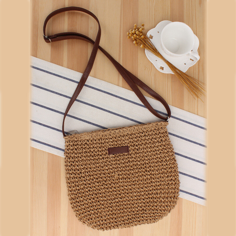 Summer Straw Crossbody Bag Women Beach Holiday Casual Woven Shoulder