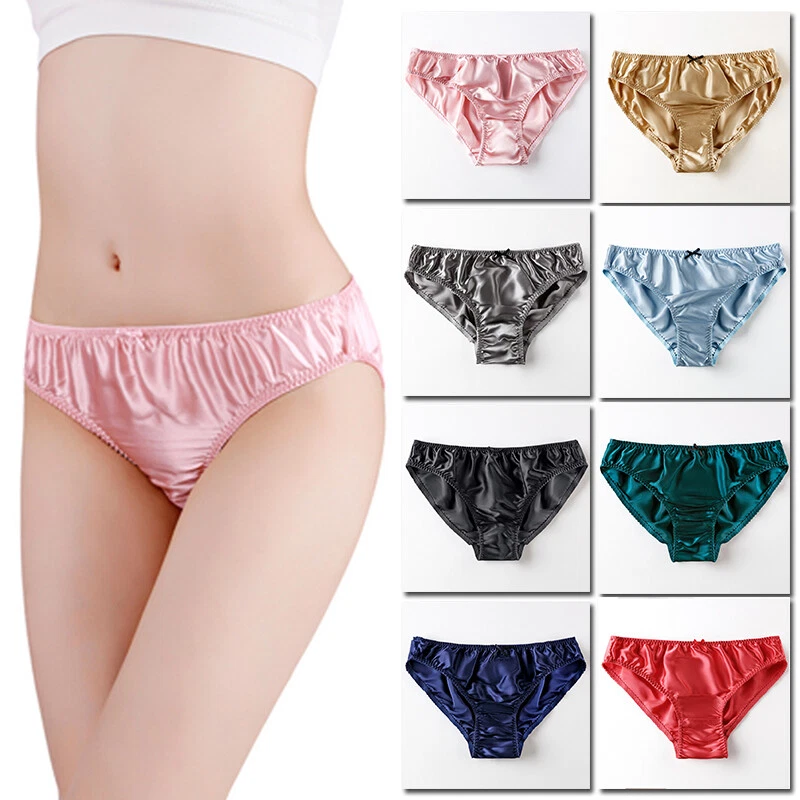 Womens Lace Panties Lingerie Soft Silk Satin Underwear Knickers Briefs Plus  Size