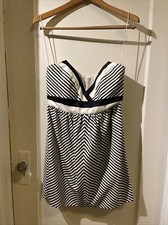Alice + Olivia Black & White Striped "Adele" Strapless Dress Size 8 NWT!