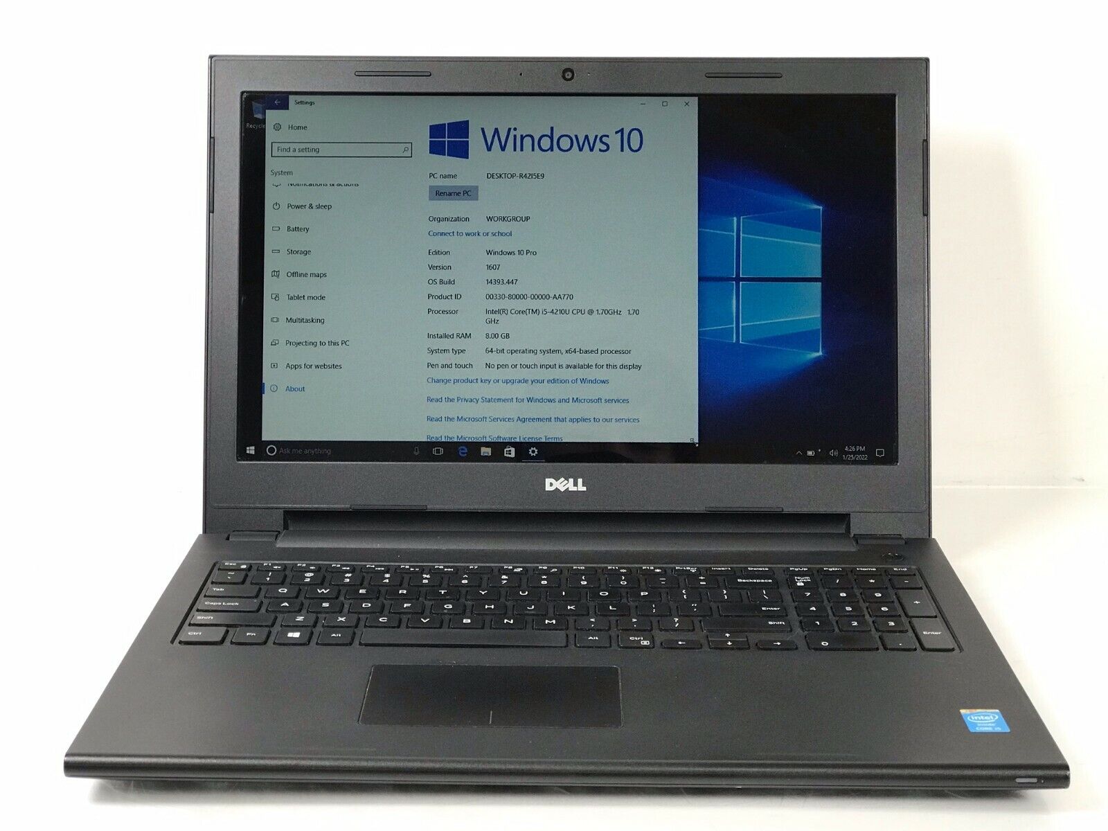 Dell Inspiration 15 Windows 10 Pro Intel(R) Core(TM) i5-4210U CPU @ 1.70GHz  1.70