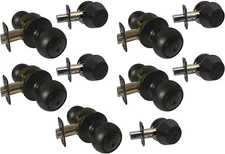 5 Entry Entrance w Deadbolt  Black Door Lock Locks Knob round knobs Same Keyed