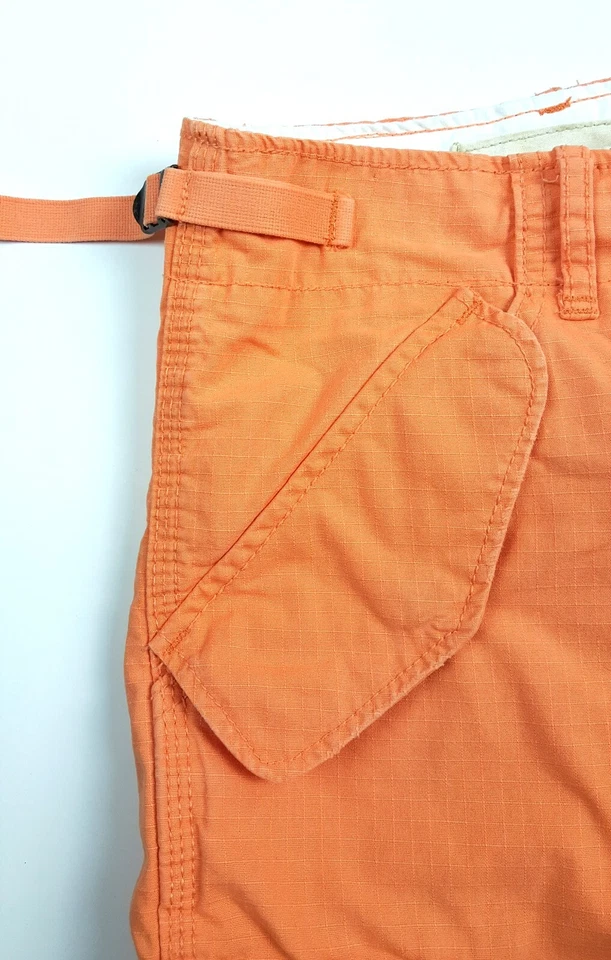 Shorts de carga militar denim e suprimentos Ralph Lauren tamanho 36 pêssego com fivela de cintura - Imagem 3 de 4