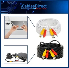 10ft CCTV Cable Security Camera Siamese Wire BNC DC Power Video White Black