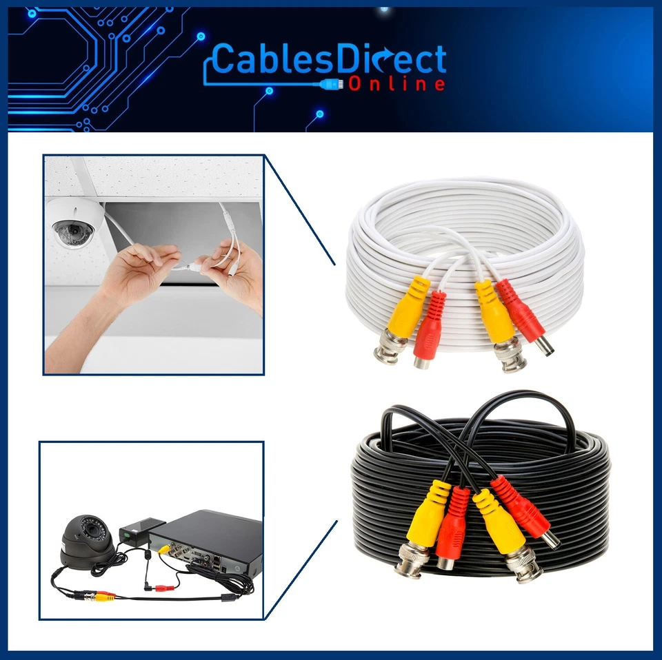 CCTV Cable Plug & Play Security Camera Wire BNC Power Video Audio 10FT - 100FT - Image 2 of 4
