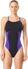SPEEDO KIDS GIRLS COMPETITION SWIMSUIT ONE PIECE ENDURANCE FLYBACK PURPLE - 22