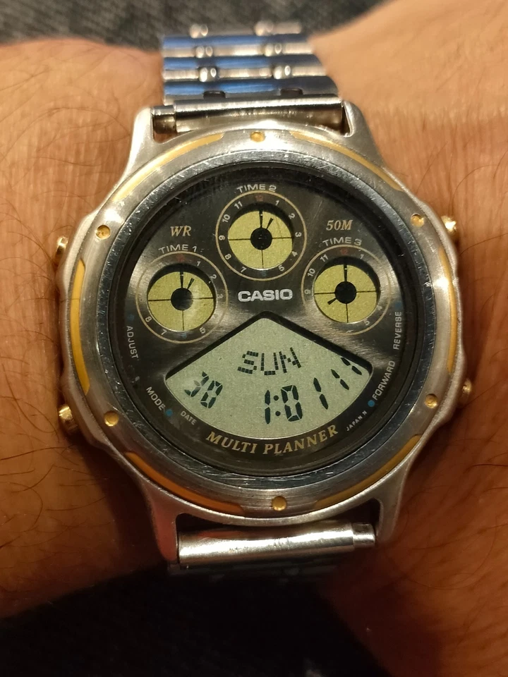 Casio Multi Planificador 1990 Vintage Digital Chapado en Oro, Belleza Modelo BGP-200 931 Foto 4 de 4