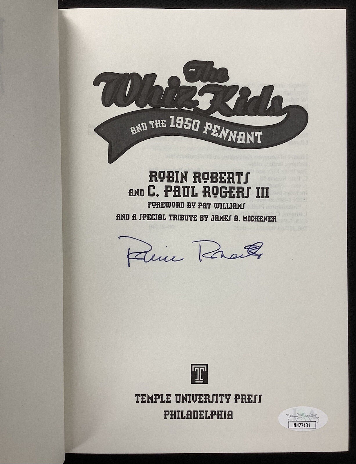Robin Roberts Autographed Signed Book The Whiz Kids And The 1950 Pennant Hcb HOF Auto JSA 