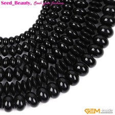Rondelle Natural Black Agate Spacer Gemstone Beads For Jewelry Making 15" SD