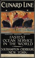 Cunard Line Vintage 1914 Travel Poster Ocean Liner Wall Art Print Retro