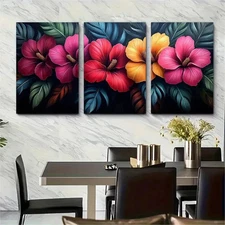 3pcs Vibrant Exotic Flower Botanical Perfect Wall Art Canvas Framed 50x70cm