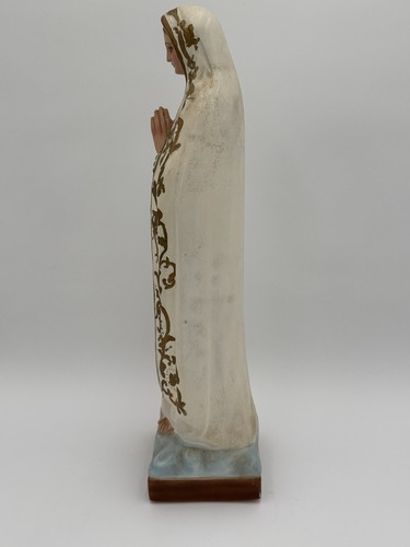 Statuaria cattolica vintage 18,5" C.S.C. Statua Nostra Signora di Fatima in gesso - Foto 4 di 8