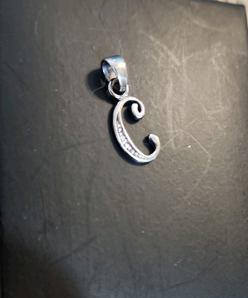 Sterling 925 Initial. Cursive C Diamond Accent Pe… - image 2