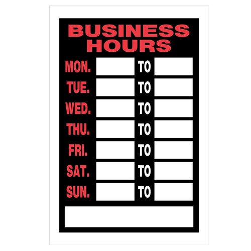Hillman Red & White Plastic Business Hours Sign, 8 x 12 in. 2-Pack 839888