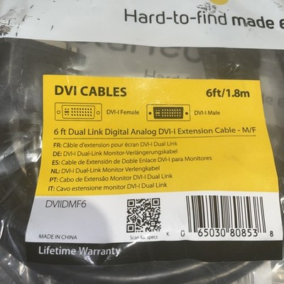 9 Star tech DVI-I M/F Dual Link Digital/Analog Video Cable 6Ft