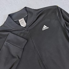 Adidas Track Jacket Youth Size XL 18/20 Black Full Zip Polyester Athleisure