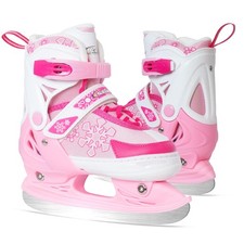 Nattork Pink Ice Skates for Kids, Boys and Girls, Hockey Lace-Up Adjustable S...