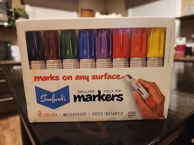 Vintage Sanford Deluxe Permanent Markers 10078 - 8 Marker Package- All Work!