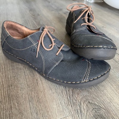Josef Seibel Womens EU 42 Grey Pebbled Leather Lace Up Oxford Shoes 269736