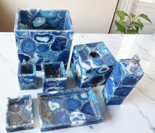 Blue Agate Stone bathroom Set Bathroom accessories Luxury Housewarming Set Decor