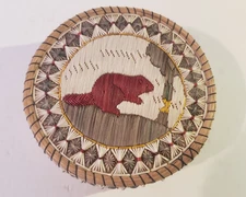 Vintage Ojibwe Anishinaabe Native American First Nation Quill Birch Basket Box