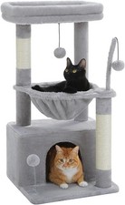 PEQULTI 4-in-1 Cat Tree, 33'' Cat Tower for Indoor Cats with Large Cat Condo