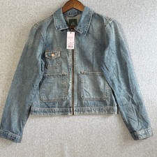 Wild Fable Denim Jacket Workwear S Light Blue NWT Zip Front Cropped Pocket