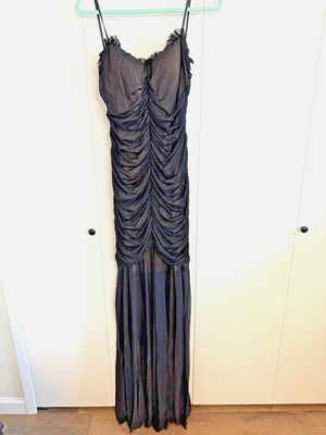NWT Windsor Maxi Gown Dress Black spaghetti strap ruched XL retail $76, NEW