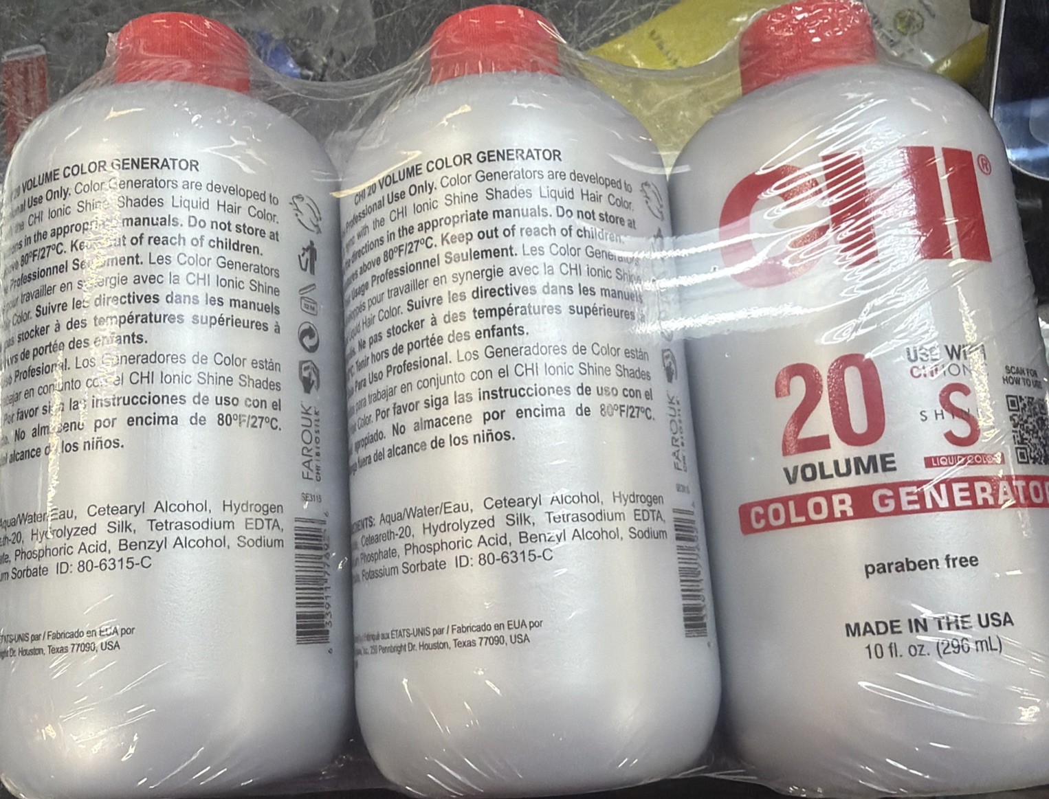 3 pack of CHI 20 Developer Color Generator Volume 10 Fl Oz