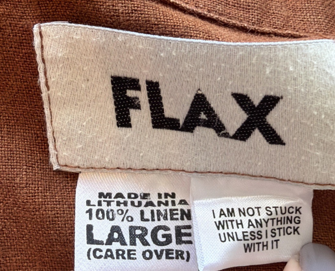 FLAX Brown Button Down Linen Jacket Size Large - image 3