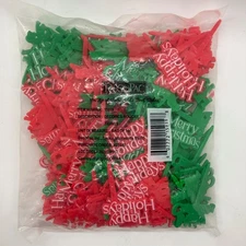DecoPac Cupcake Cake Toppers Merry Holiday Tidings Bag of 144 Red Green