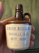 Antique 1922 Kiwanis Moonshine Mini Jug Asheville North Carolina NC Whiskey