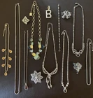 VTG - Modern Jewelry Lot Rhinestone Chain Necklace Brooch Pendant Costume Lot