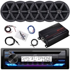 JVC KD-T92MBS CD Stereo Receiver, 6x 6.5" 100W Speakers, 400W Amp w/Kit, Antenna