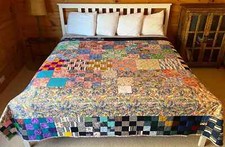 1960's King Vintage Handmade Fully Hand Sewn Patchwork Quilt