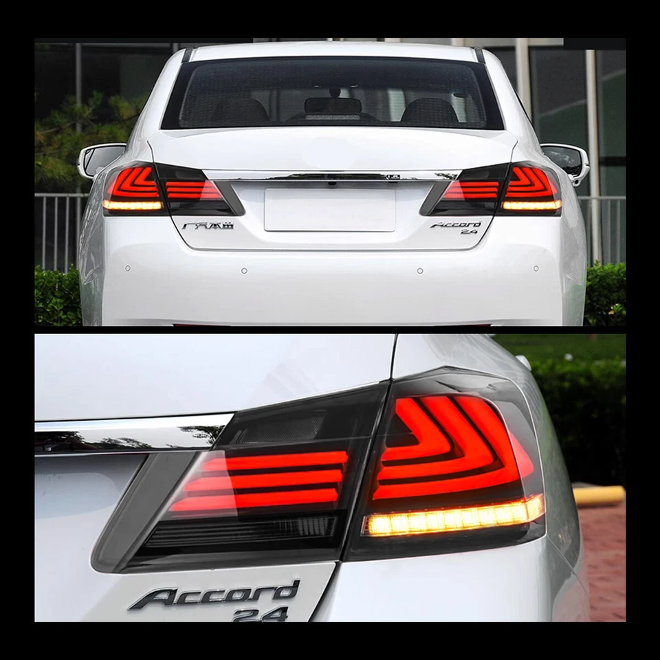 LED 尾灯适合 2013 - 2017 年本田雅阁带顺序转弯烟熏总成 — 第 3/4 张图片