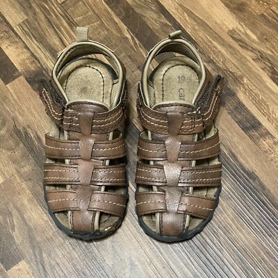 Carter's Little Kids Boy Toddler Fisherman Sandals Brown Leather Shoes Size  10