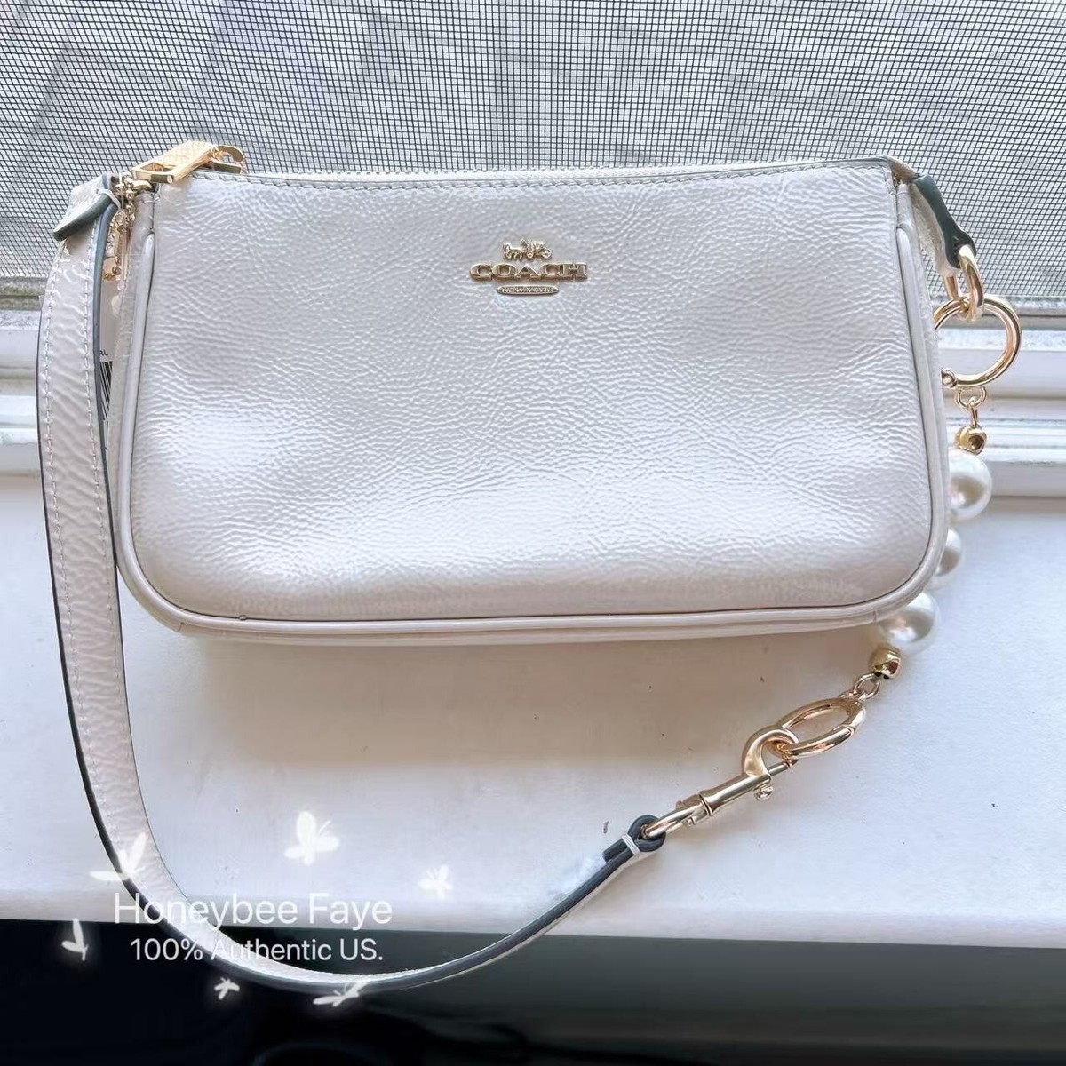 NWT Coach Nolita 19 CW408 Gold/Pearl plus extended Pearl chain | eBay