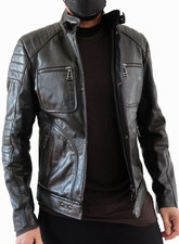 Giacca Belstaff nuova con etichette Weybridge 2.0 in pelle di vitello cerata a mano - NERA EU48/US38/M (M)