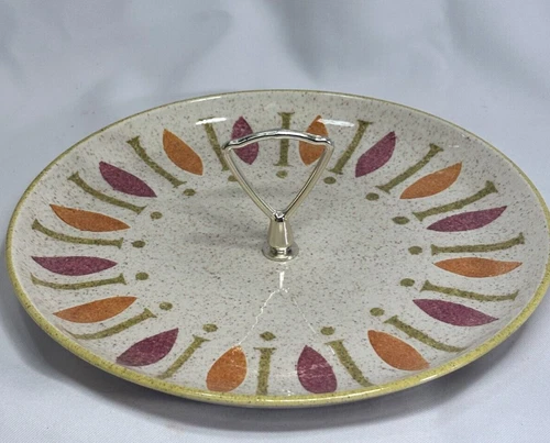 Vintage RED WING Pottery Pepe Single Level Tidbit Tray 10 3/8" MCM Made in USA