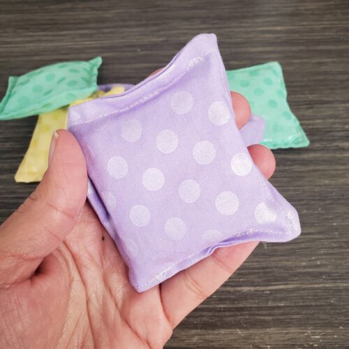 Handmade Bean Bag Set (8) Spring Pastel Polka Dots Fidget Physical Therapy Toy - Picture 3 of 5