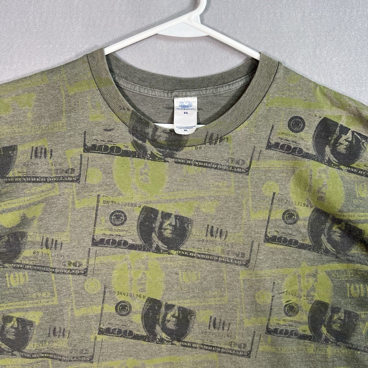 Vintage Y2K 2000s Dollar Bill Hundred Benjamin Rap Tee T Shirt 