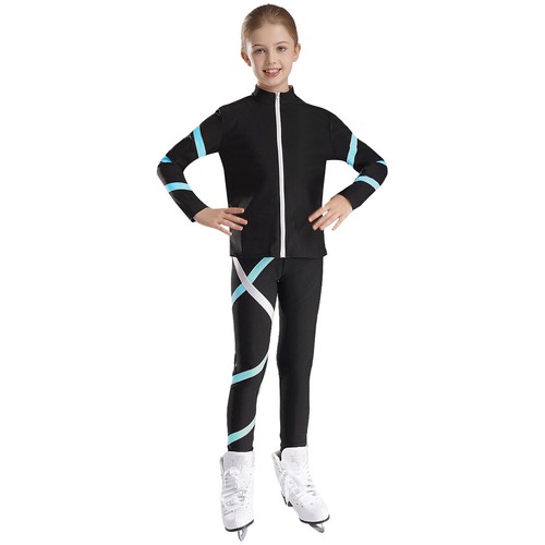 Kids Girls Sportwear Gym Sweatsuit Long Sleeve Activewear Zipper Front Shirts - Bild 41 von 57