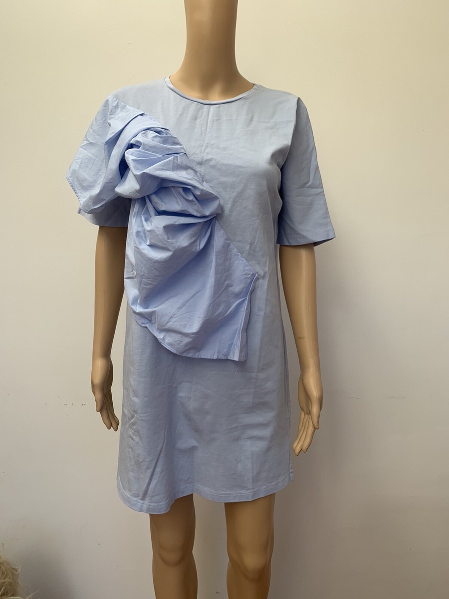 pale blue dress short Sassy Shortcake Sky High Ruffle Light blue V COS Pale Blue 100% Cotton