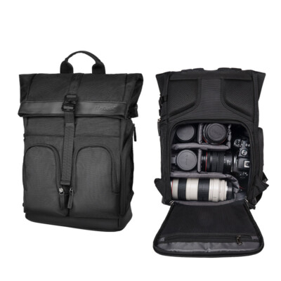 canvas leather backpack rucksack Vintage Waxed Canvas and Leather Backpack Rucksack Travel, Black