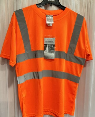 HI-VIS ORANGE WORK T-SHIRT ANSI/ISEA CLASS 2 100% POLYESTER GENEROUS FIT XXL