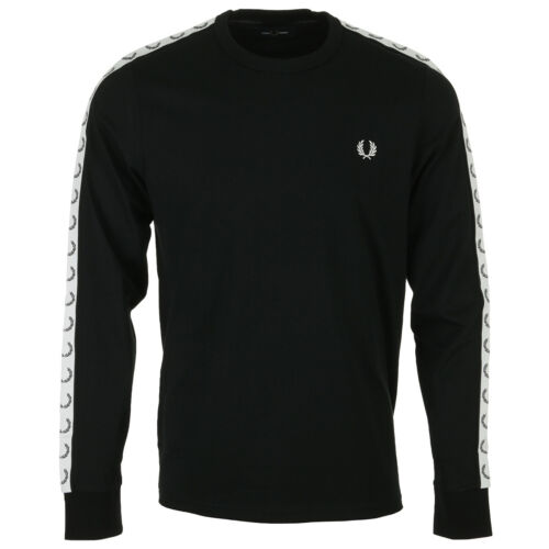 Vêtement T-Shirts Fred Perry homme Taped Long Sleeve Tee Shirt Noir Coton - Photo 1/2