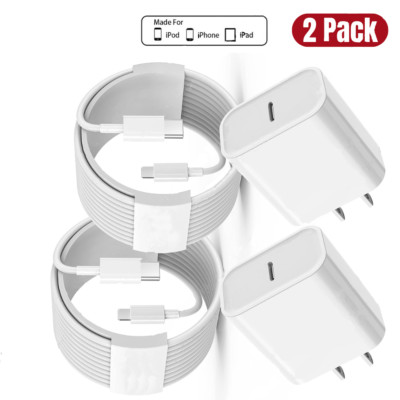 2Pack New Upgrade Fast Charger Block Type C Cable For iPhone 14 13 12 11 Pro Max