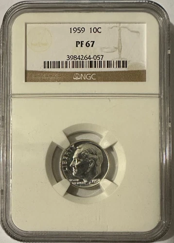 1959 U.S. Silver Roosevelt Dime, NGC Certified PF 67 #3984264-057